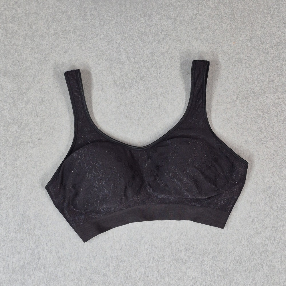 Bali Women Bra Medium Black Wireless Wide Strap Pullover Lightly Lined